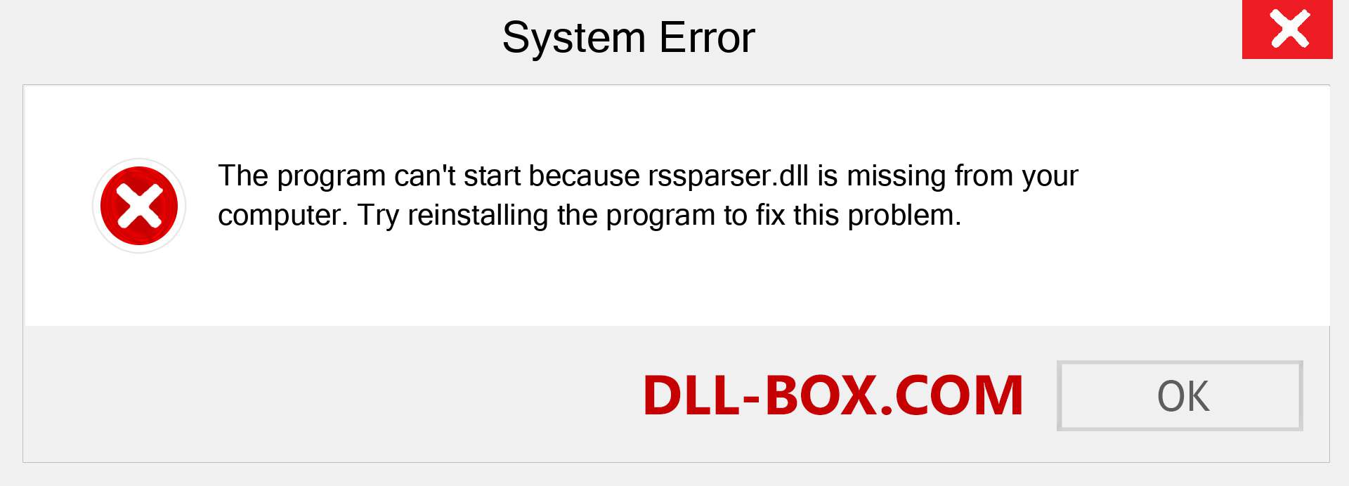  rssparser.dll file is missing?. Download for Windows 7, 8, 10 - Fix  rssparser dll Missing Error on Windows, photos, images