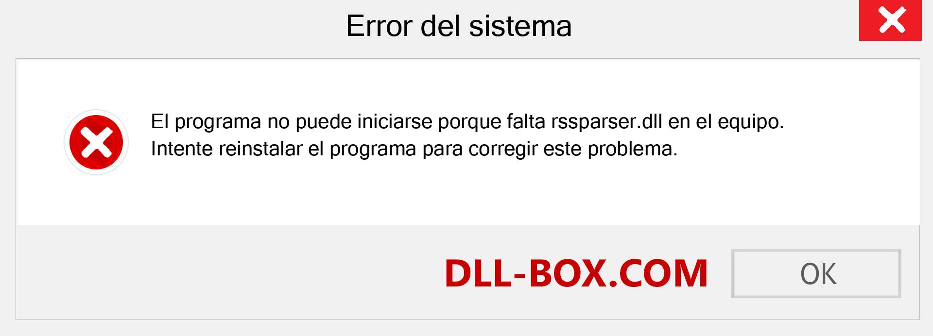 ¿Falta el archivo rssparser.dll ?. Descargar para Windows 7, 8, 10 - Corregir rssparser dll Missing Error en Windows, fotos, imágenes